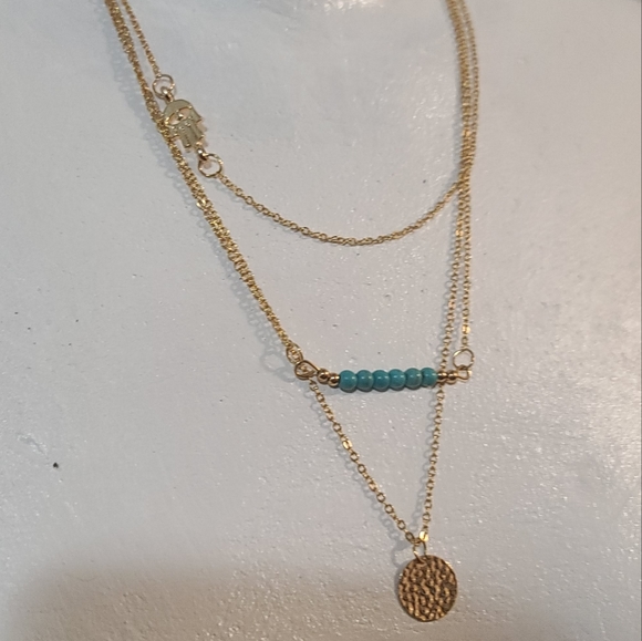 Bohemian Style Turquoise Beads with Goldtone Necklace & Earrings - Picture 5 of 5